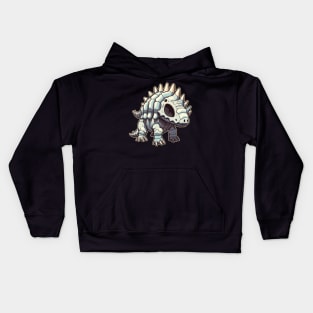 Horrible Chibi Stegosaurus Isometric Dinosaur Skeleton Kids Hoodie